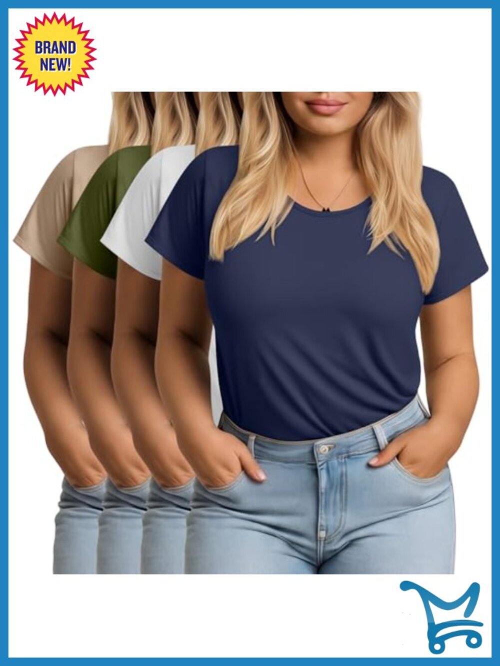 Plus Size T-Shirts 4 Pack Short Sleeve Crew Neck Relaxed Fit Tees
